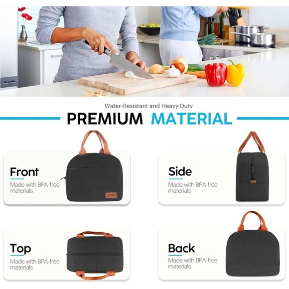 Large Insulated Lunch Bag for Women & Men, Leakproof Tote for Work & Travel - Picture 5 of 7